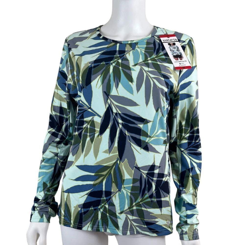 Hang Ten Women Size M Green UPF 50+ Quick Dry Long Sleeve Sun Tee NEW Top Resort